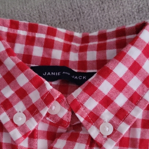 Janie and Jack Red and White Checkered Button Down Shirt - Picture 3 of 6